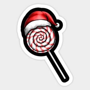 Candy Cane Lollipop Santas Hat Merry Christmas Sticker